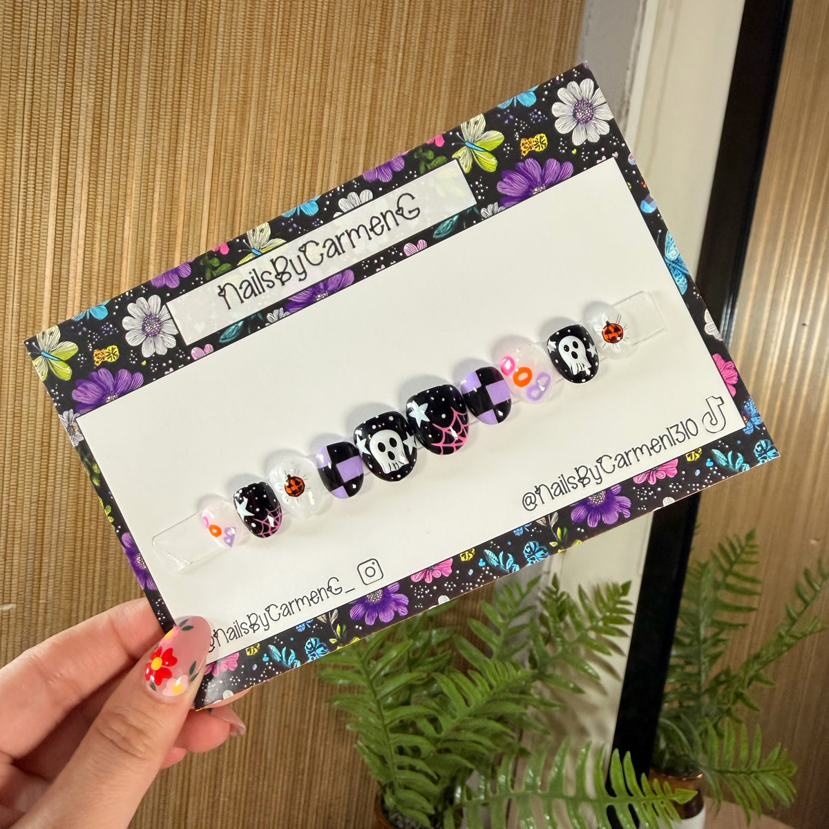 Purple Halloween ghosts Acrylic Press on nails