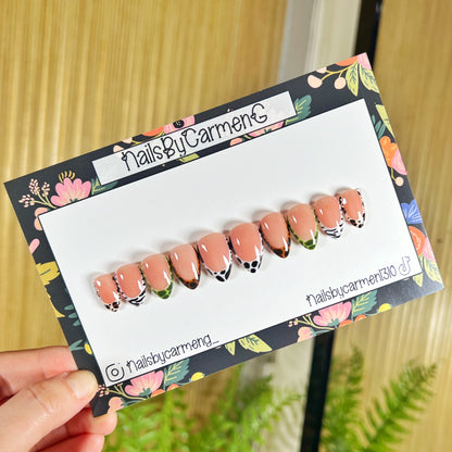 animal print French tip Acrylic Press on nails