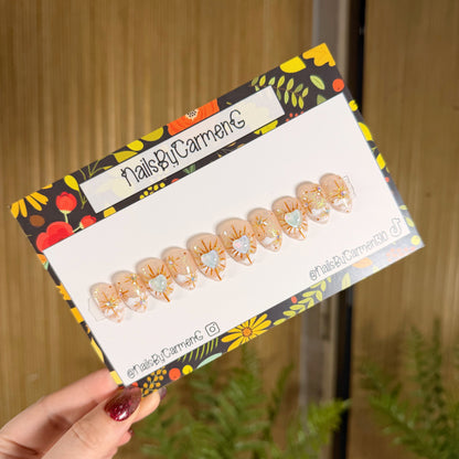 Celestial hearts Acrylic Press on nails