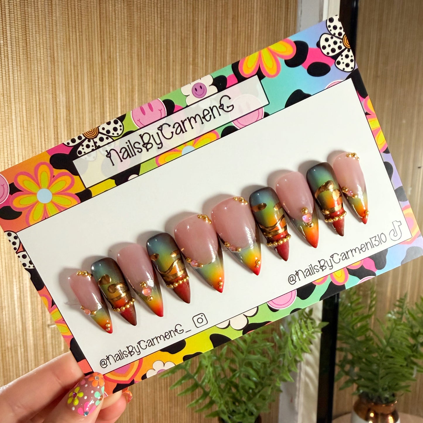 Rainbow aurora Acrylic Press on nails