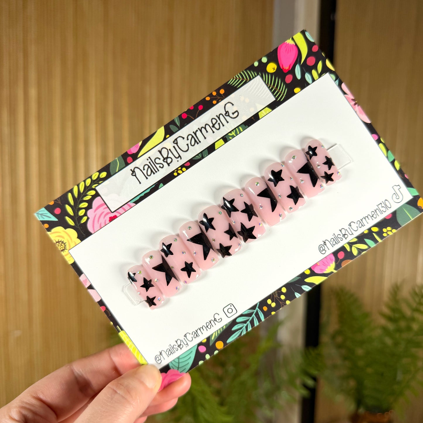 Black Stars Acrylic Press on nails