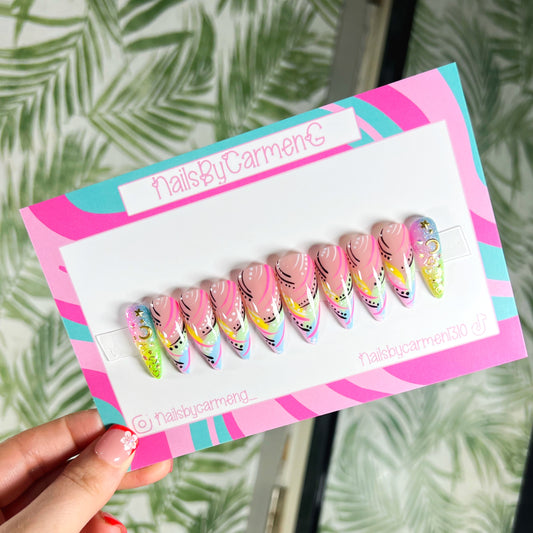 90’s neon Acrylic Press on nails