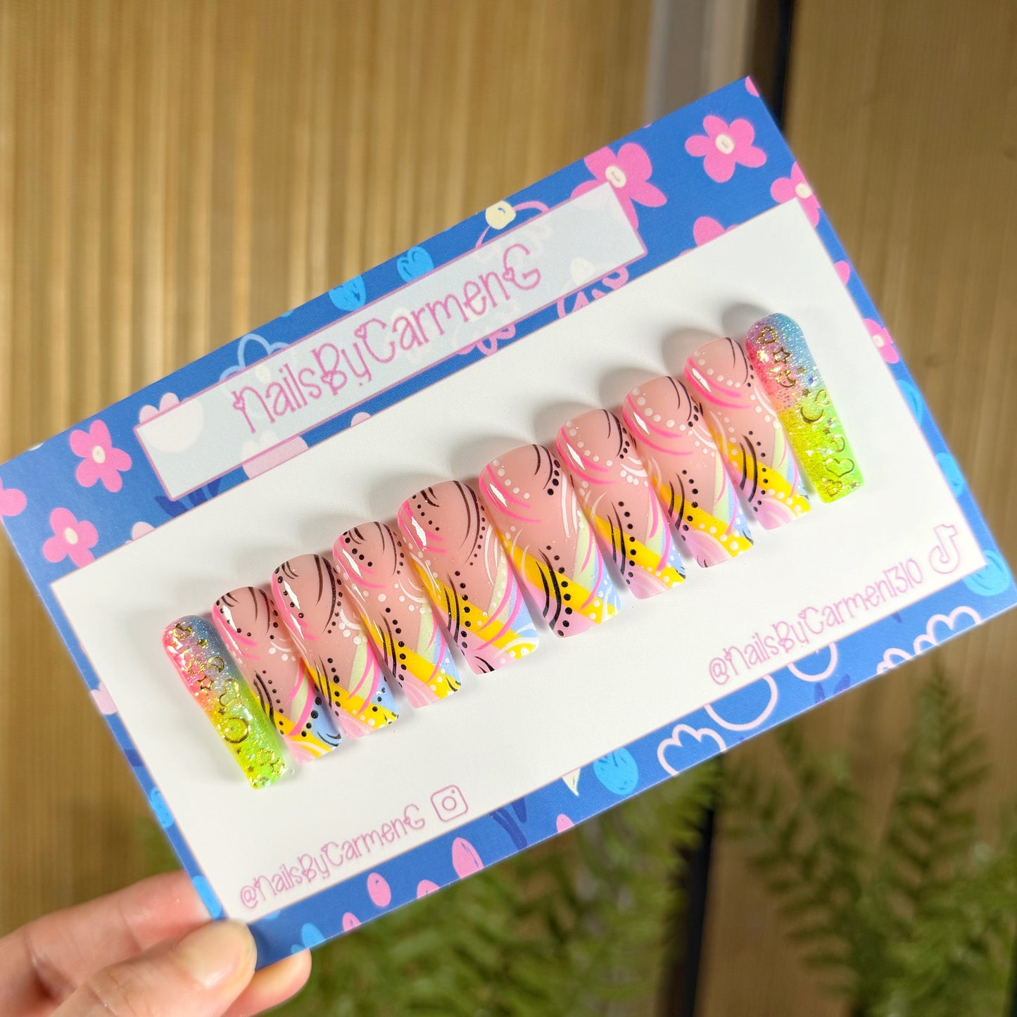 90’s neon Acrylic Press on nails