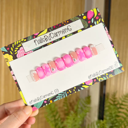 Pink star French tip Acrylic Press on nails