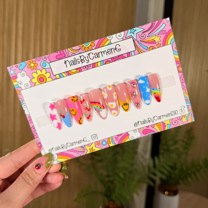 mix match smiles and rainbows Acrylic Press on nails