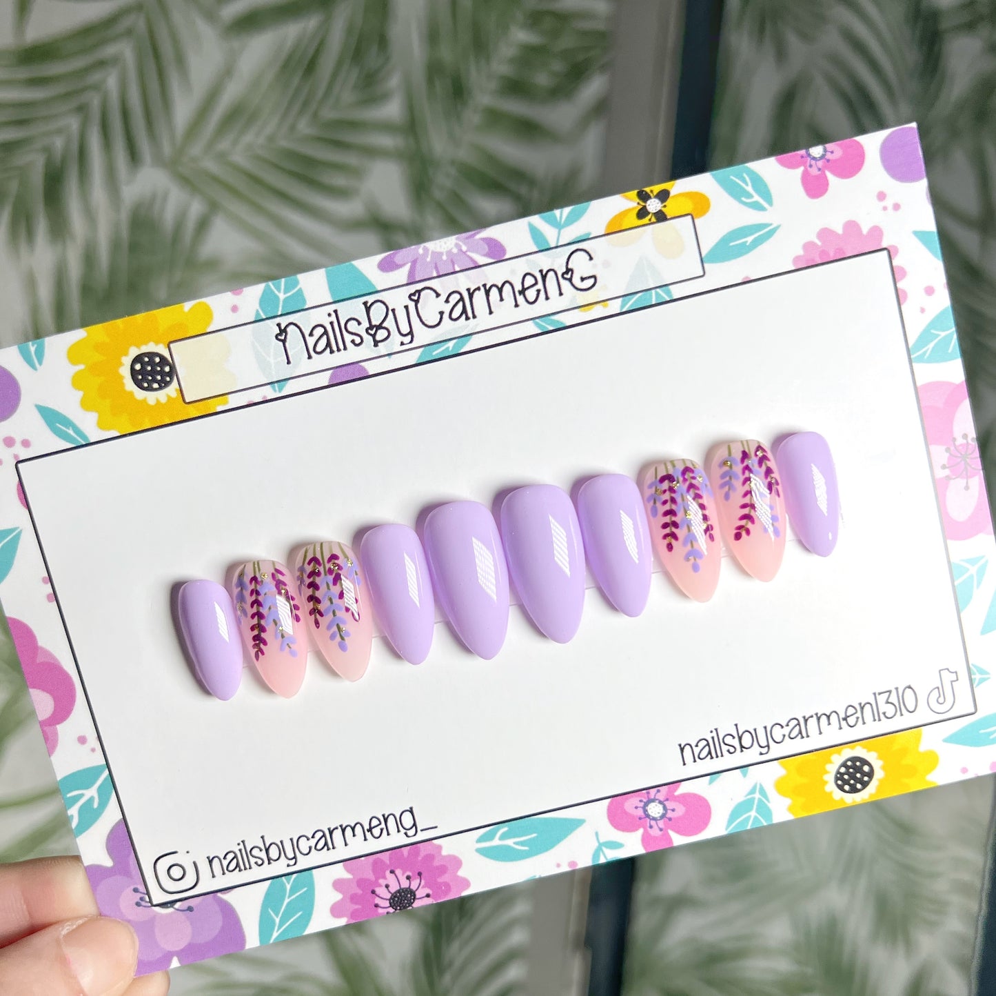 Lilac spring garden Acrylic Press on nails