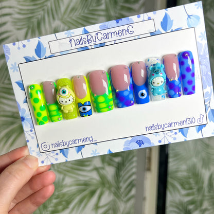 Kitty Monsters Inc. charms Acrylic Press on nails