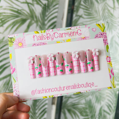 Barbie cottage core Acrylic Press on nails