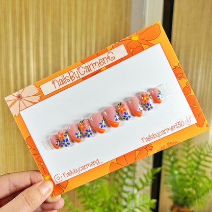 Fall florals French Tip Acrylic Press on nail