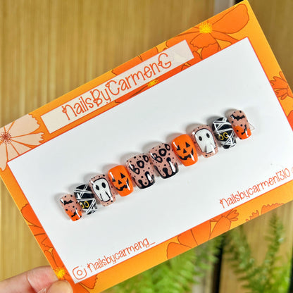 Jack-o-lantern Halloween Acrylic Press on nails