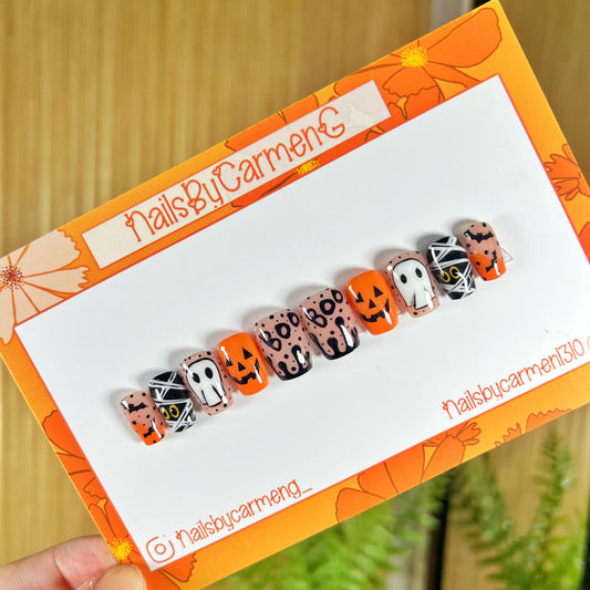 Jack-o-lantern Halloween Acrylic Press on nails