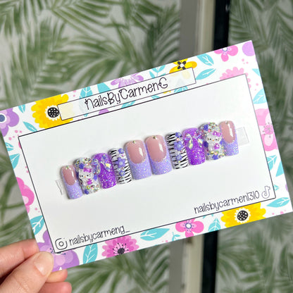 Purple charms Acrylic Press on nails