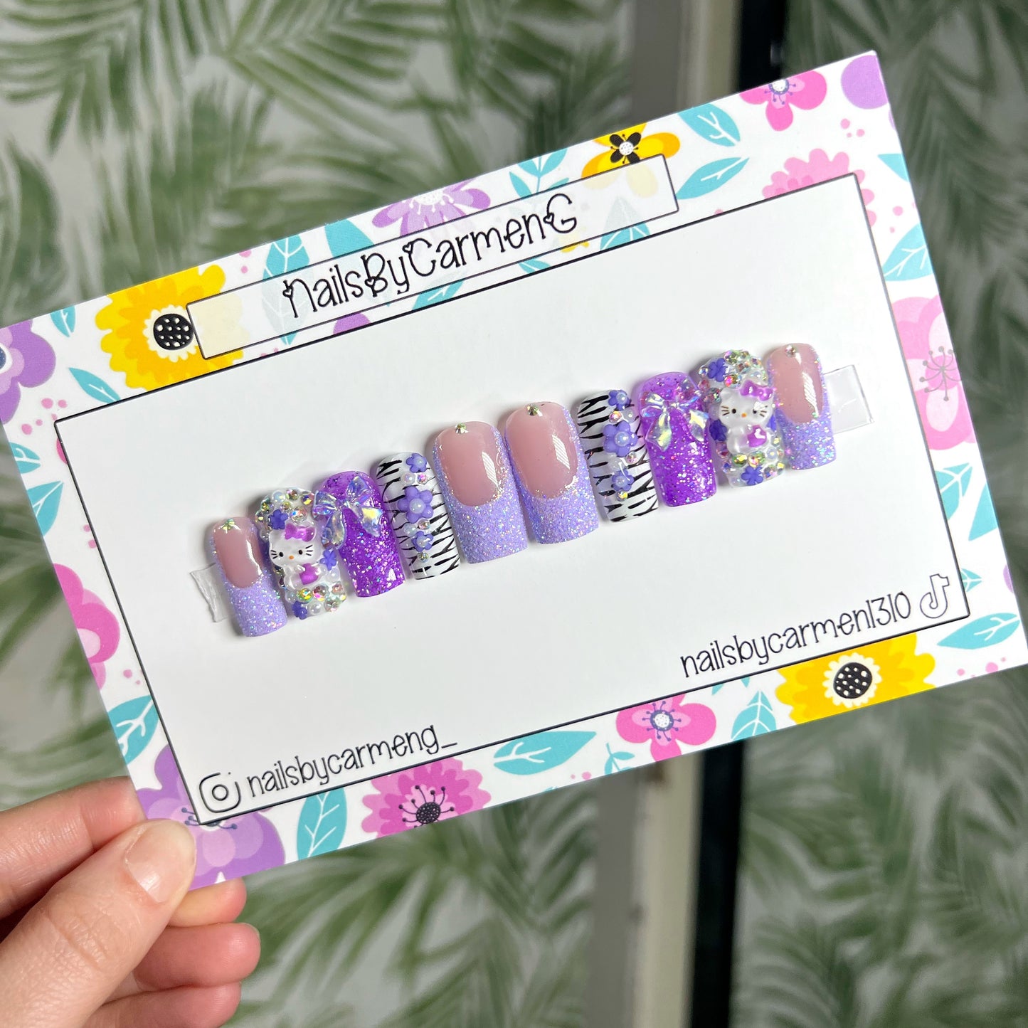 Purple charms Acrylic Press on nails