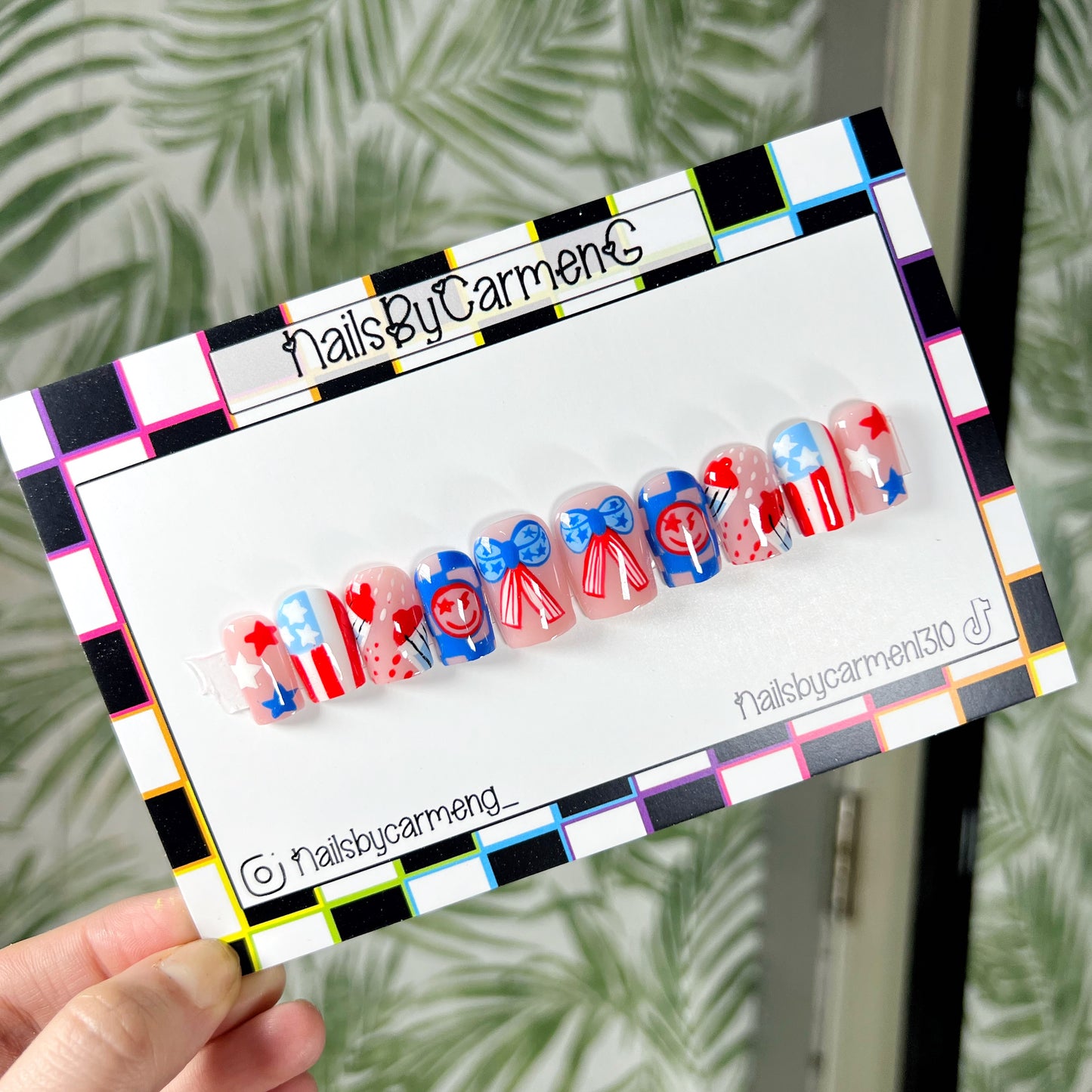 Patriotic flag Acrylic Press on nails