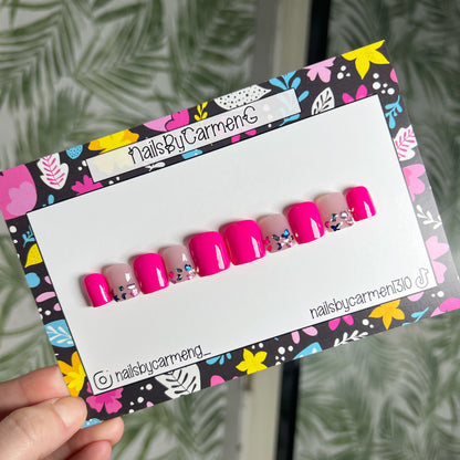 Pink Rhinestone Acrylic Press on nails