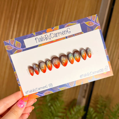 Rainbow aurora stars Acrylic Press on nails