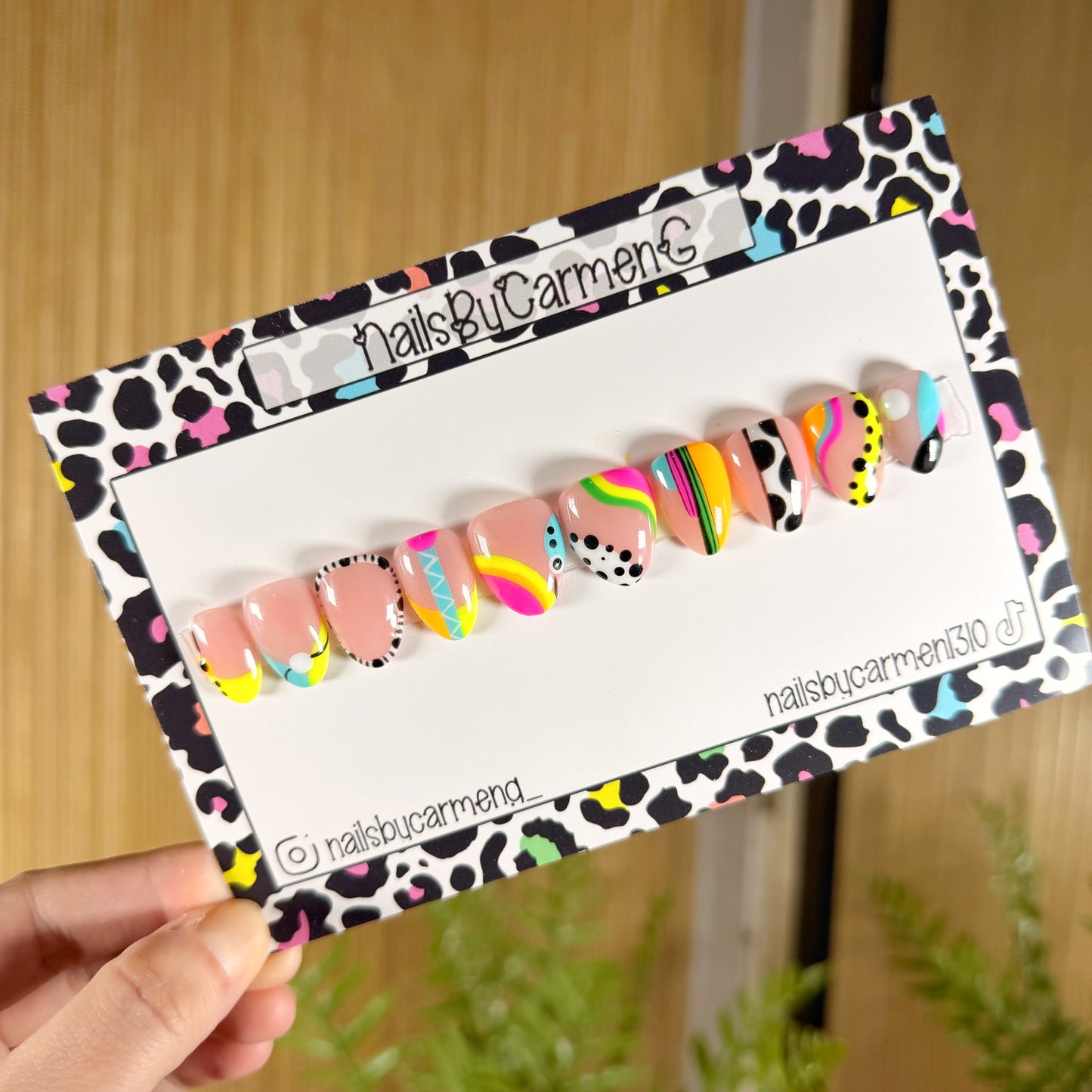 Colorful 90’s print Acrylic Press On Nails