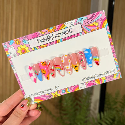 mix match smiles and rainbows Acrylic Press on nails