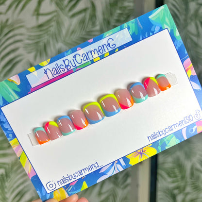Colorful French Tip Acrylic Press on nails