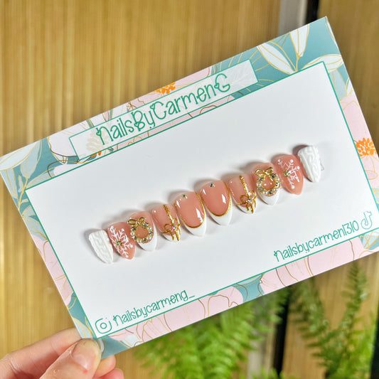White Christmas  Acrylic Press on nails