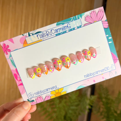 Spring French tips Acrylic Press On Nails