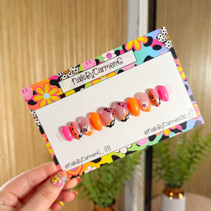 Spring checkered print Acrylic Press On Nails