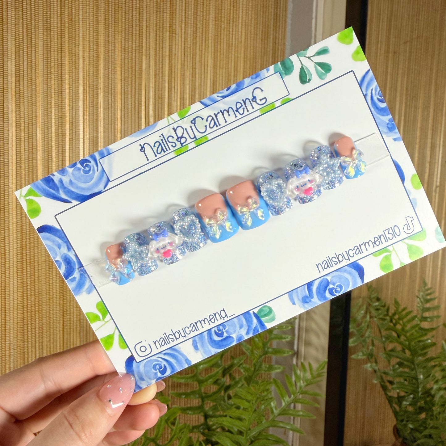 Blue charms Acrylic Press on nails