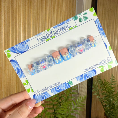 Blue charms Acrylic Press on nails