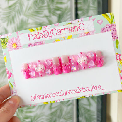 Pink charms Acrylic Press on nails