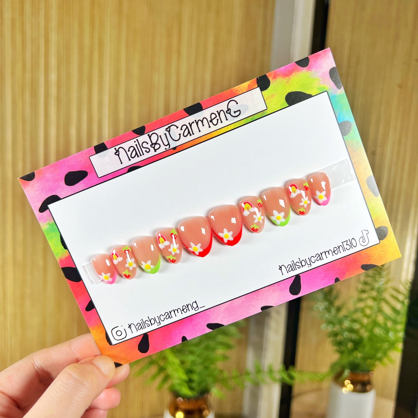 Strawberry French tip Acrylic Press on nail