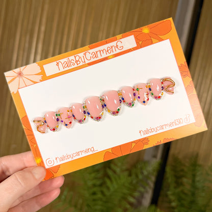 Colors rhinestone French tip Acrylic Press on nails