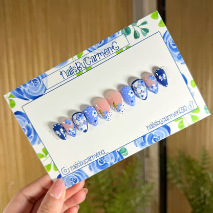 Blueberry French tip Acrylic Press on nails