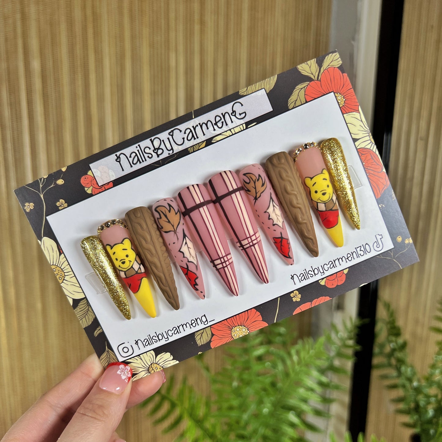Fall Winnie The Pooh Acrylic Press on nails