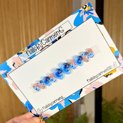 3D Blueberry French tip Acrylic Press on nails