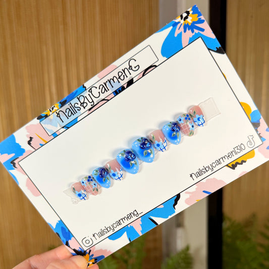 3D Blueberry French tip Acrylic Press on nails