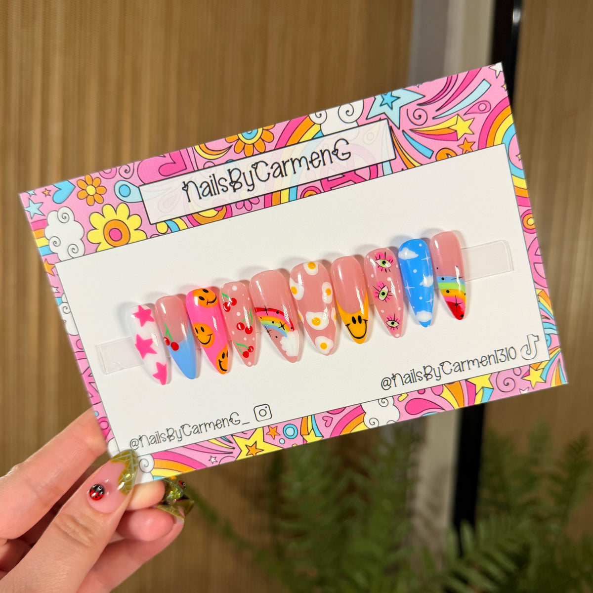 mix match smiles and rainbows Acrylic Press on nails
