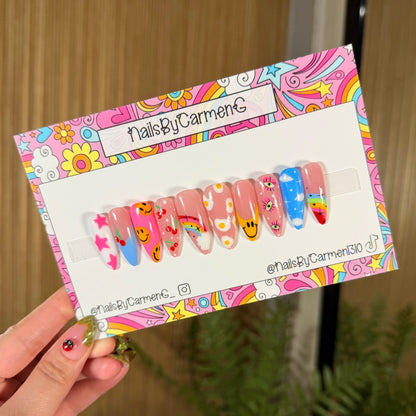 mix match smiles and rainbows Acrylic Press on nails