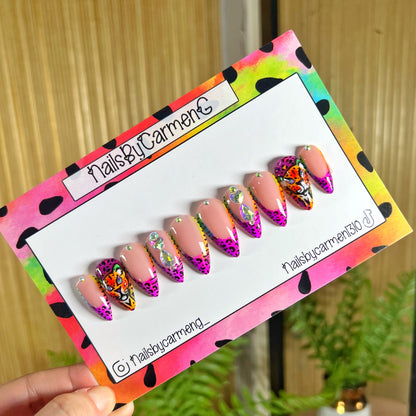 Lisa frank cheetah Acrylic Press on nails