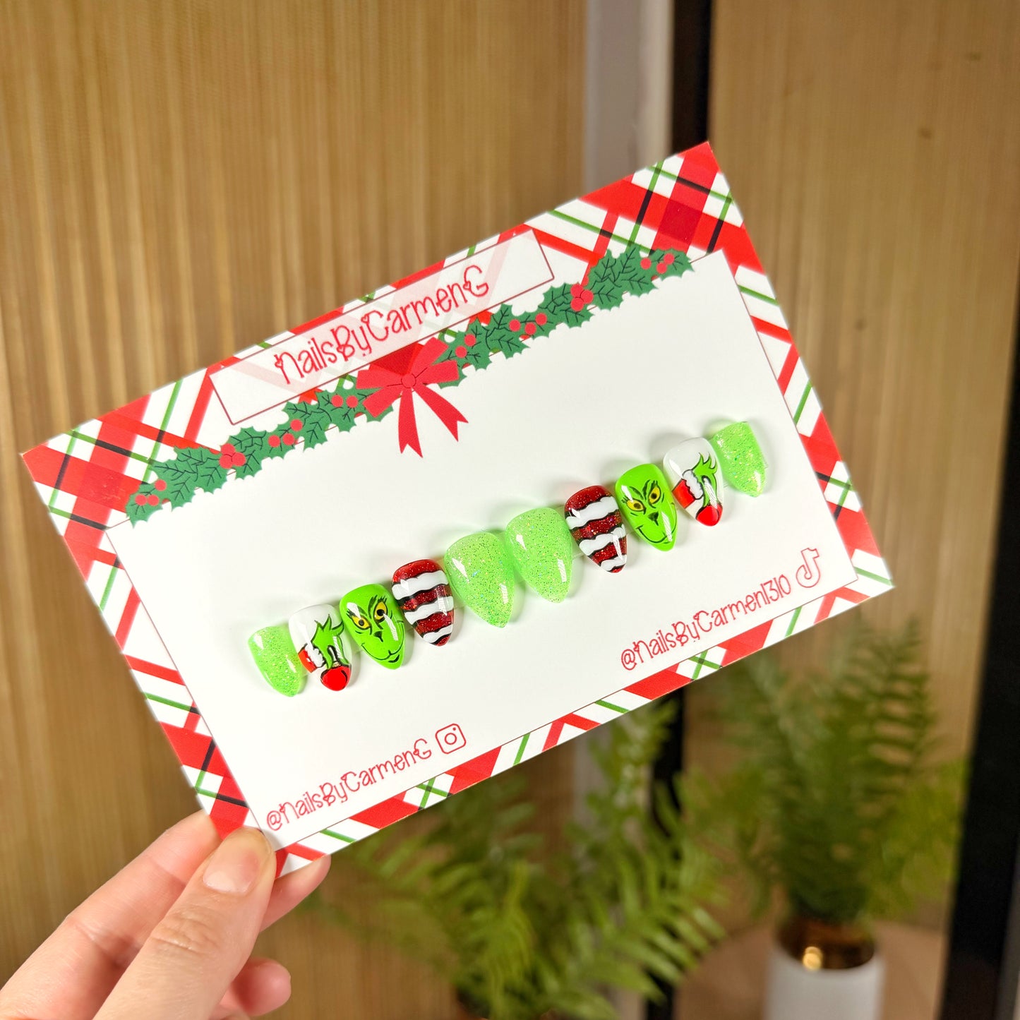 Grinch Christmas Acrylic Press on nails