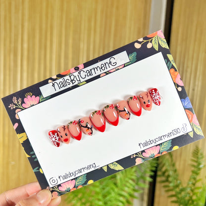 Reindeer Christmas Acrylic Press on nails