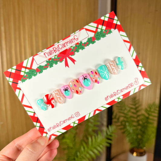 Pink Christmas Acrylic Press on nails
