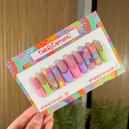Mix match florals Acrylic Press on nails