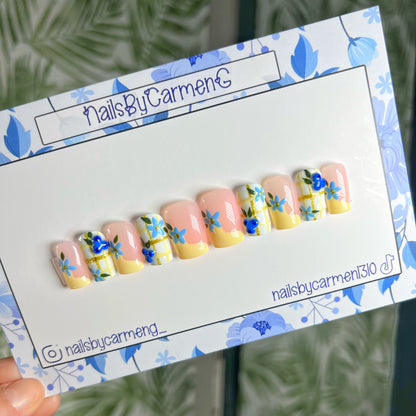 3d Blueberry French tip Acrylic Press on nails