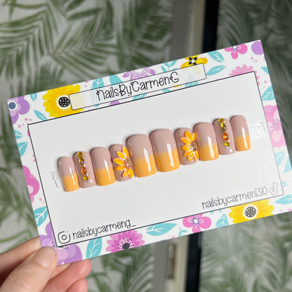 Sunflower ombre summer Acrylic Press on nails