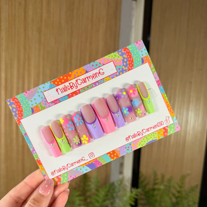 Mix match florals Acrylic Press on nails