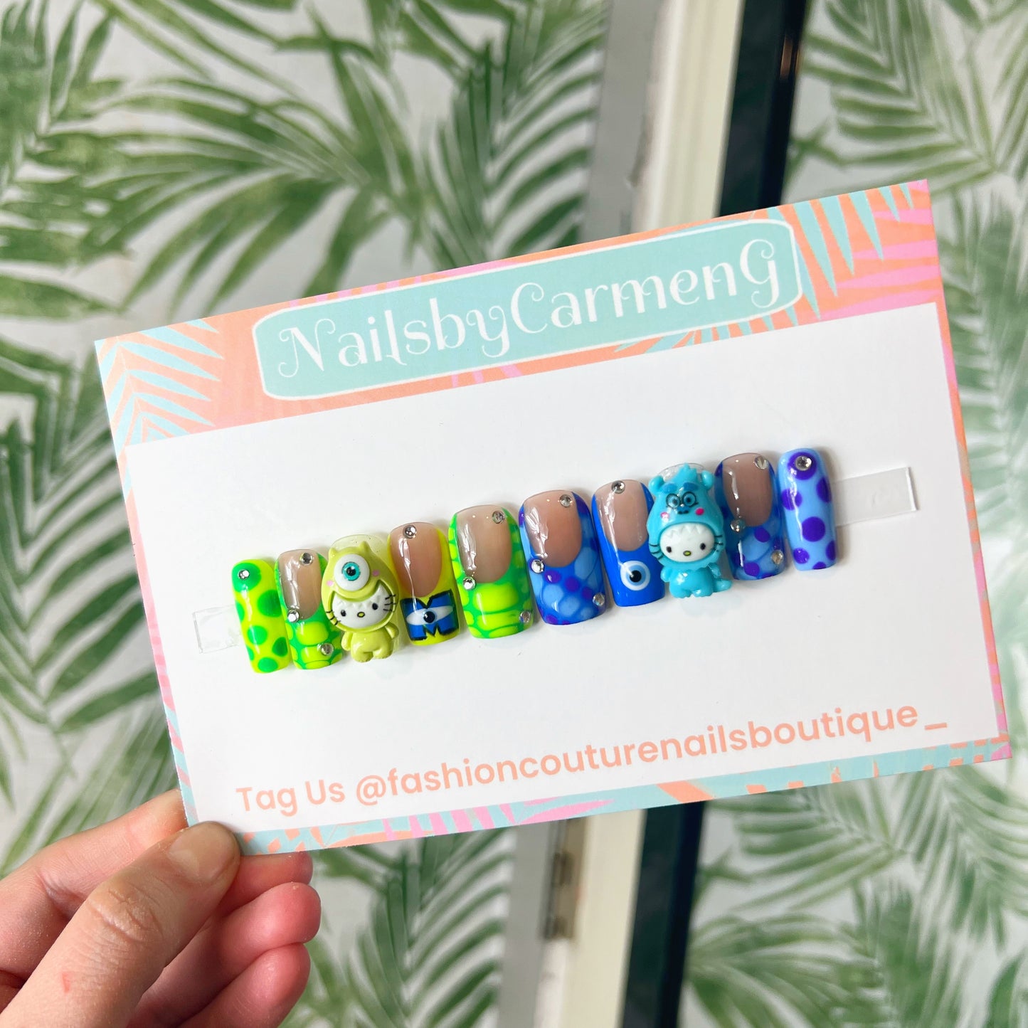 Kitty Monsters Inc. charms Acrylic Press on nails