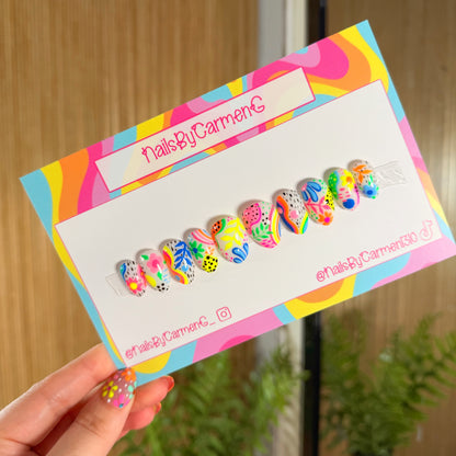 Colorful spring  Acrylic Press on nails