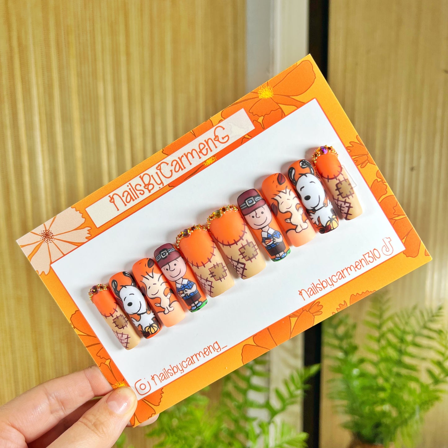 Fall Snoopy and Charlie Brown Acrylic Press on nails