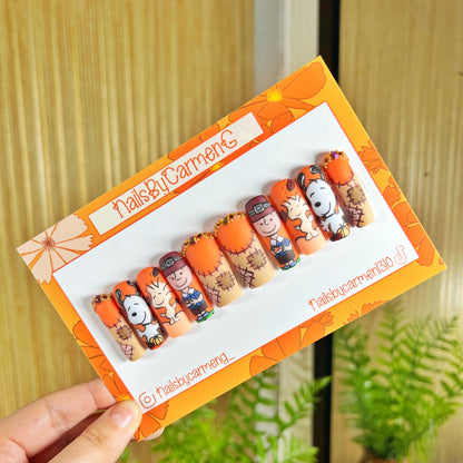 Fall Snoopy and Charlie Brown Acrylic Press on nails