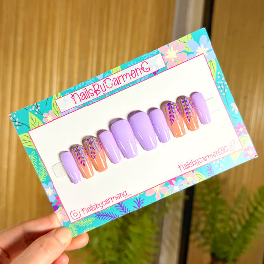 Lilac spring garden Acrylic Press on nails